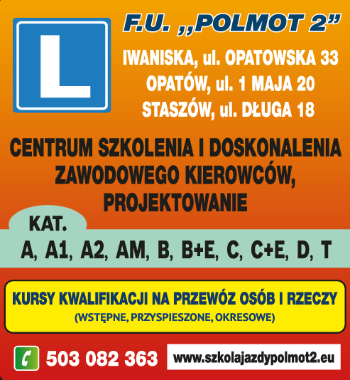 F.U. "POLMOT 2" Iwaniska Centrum Szkolenia i Doskonalenia Zawodowego Kierowców