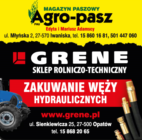 F.H.U. "AGRO-PASZ" Edyta i Mariusz Adamscy Iwaniska Magazyn Paszowy / GRENE Sklep Rolniczo- Tech.
