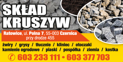 SKŁAD KRUSZYW Czernica Żwiry / Grysy / Tłucznie / Kliniec / Otoczaki / Kamienie Ogrodowe / Piaski 