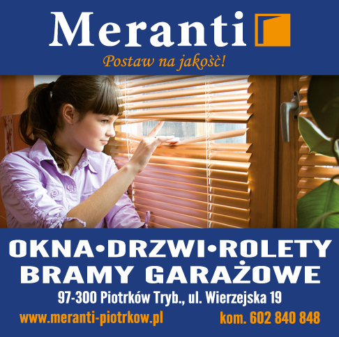 "MERANTI" Justyna Woźniak Piotrków Trybunalski Okna / Drzwi / Rolety / Bramy Garażowe