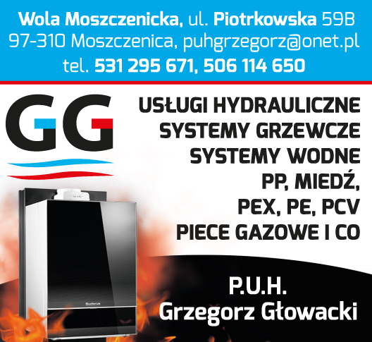 P.U.H. Grzegorz Głowacki HURTOWNIA HYDRAULICZNA GG Moszczenica Usługi Hydrauliczne/ Systemy Grzewcze