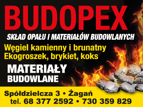 BUDOPEX Żagań Skład Opału / Materiały Budowlane / Węgiel Kamienny i Brunatny / Ekogroszek / Brykiet