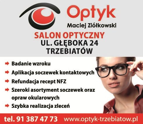 SALON OPTYCZNY Maciej Ziółkowski Trzebiatów Badanie Wzroku / Szeroki Asortyment Soczewek i Opraw Ok.