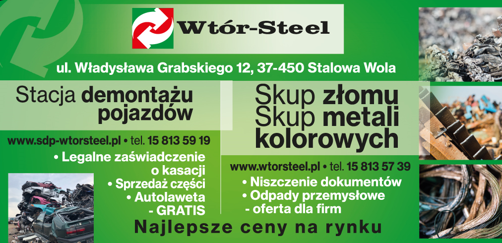 Wtór – Steel Sp. z o.o. Stalowa Wola - Stacja Demontażu Pojazdów, Skup złomu i metali kolorowych