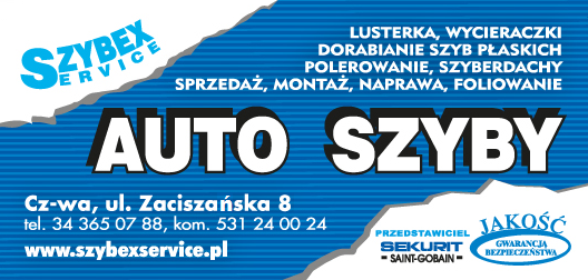 P.H.U. "SZYBEX-SERVICE" Częstochowa Auto Szyby / Lusterka / Wycieraczki / Dorabianie Szyb Płaskich
