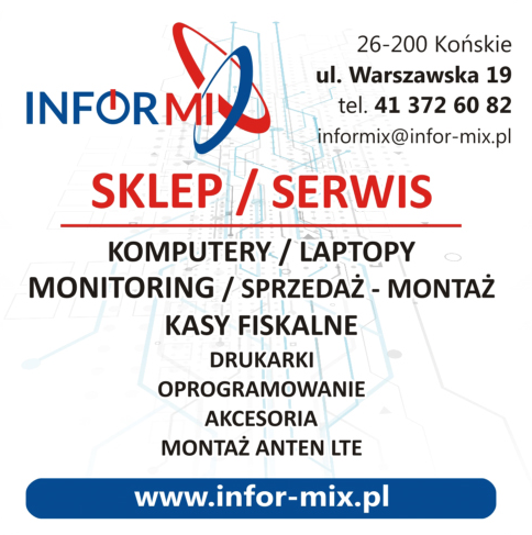 INFORMIX S.C. Końskie Sklep / Serwis / Komputery / Laptopy / Monitoring / Kasy Fiskalne / Drukarki