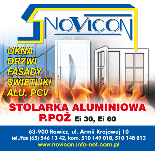 NOVICON s.j. W. Krawczyk & P. Rak Rawicz Okna / Drzwi / Fasady / Świetliki / Stolarka Aluminiowa