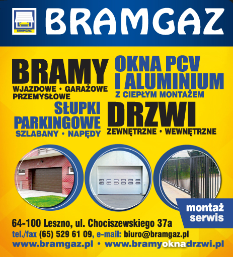 BRAMGAZ Leszno Bramy / Okna PCV i Aluminium / Słupki Parkingowe / Drzwi