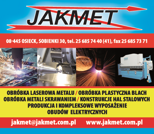 JAKMET Sp. J. Osieck Obróbka Laserowa Metalu / Obróbka Plastyczna Blach / Obróbka Metali Skrawaniem