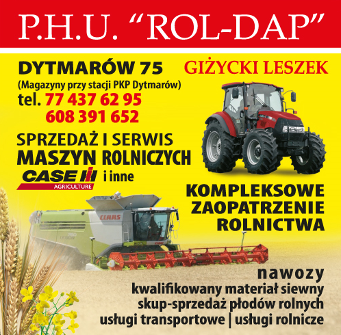 P.H.U. "ROL-DAP" Giżycki Leszek Dytmarów Sprzedaż i Serwis Maszyn Rolniczych/ Zaopatrzenie Rolnictwa