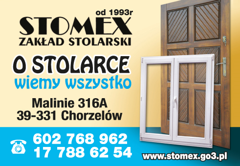 STOMEX Zakład Stolarski Malinie Stolarka z aluminium / Stolarka z drewna / Drzwi drewniane / Schody