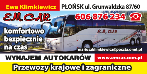 E.M.CAR Ewa Klimkiewicz Płońsk Wynajem Autokarów / Przewozy Krajowe i Zagraniczne