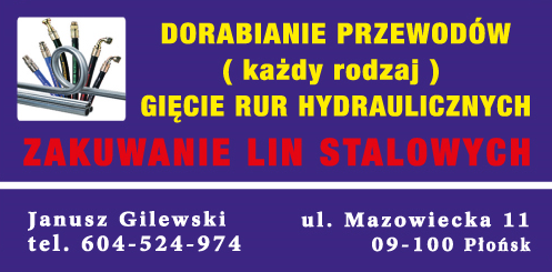 P.U.H. Janusz Gilewski Płońsk Dorabianie Przewodów Hydraulicznych / Gięcie Rur Hydraulicznych