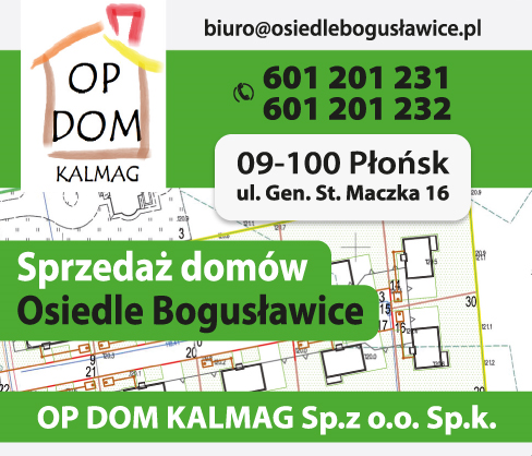 OP DOM KALMAG Sp. z o.o. Sp. K. Płońsk Sprzedaż Domów Osiedle Bogusławice