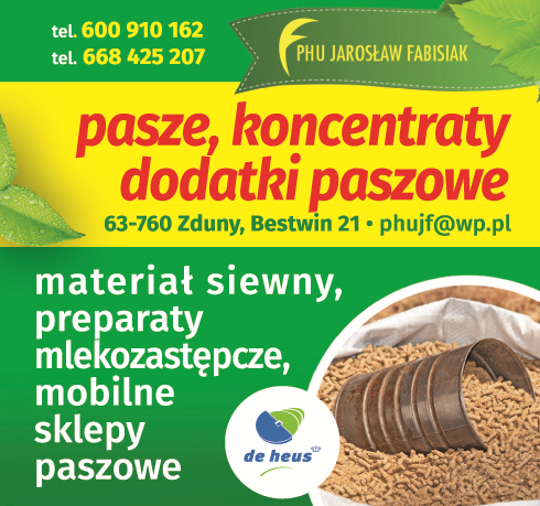 PHU Jarosław Fabisiak Zduny Pasze / Koncentraty / Dodatki Paszowe / Materiał Siewny