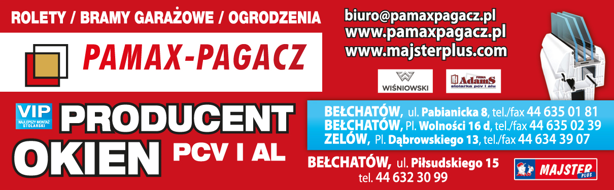 PHU PAMAX-PAGACZ Bełchatów Producent Okien PCV i AL / Rolety / Bramy Garażowe / Ogrodzenia
