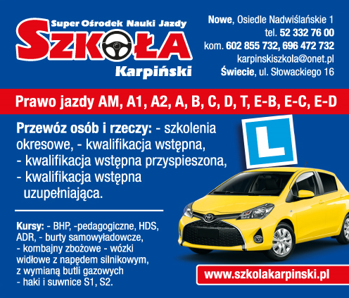 Super Ośrodek Nauki Jazdy "Szkoła" Karpiński Nowe Kursy / Prawo Jazdy / Przewóz Osób i Rzeczy