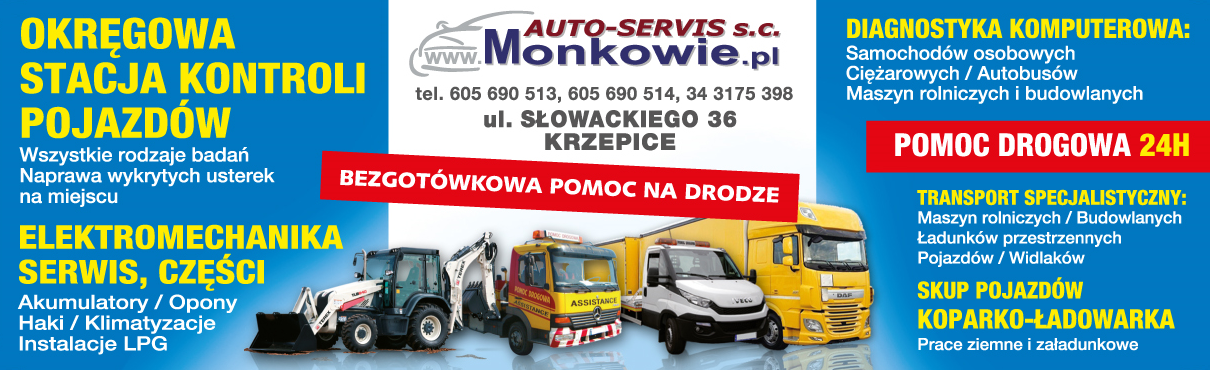 AUTO-SERVIS s.c. J.G.M.W. Mońkowie Krzepice OSKP / Elektromechanika / Diagnostyka / Pomoc Drogowa