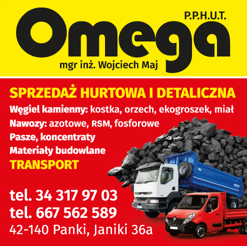 P.P.H.U.T. OMEGA mgr inż. Wojciech Maj Janiki Węgiel Kamienny / Nawozy / Mat. Budowlane / Transport