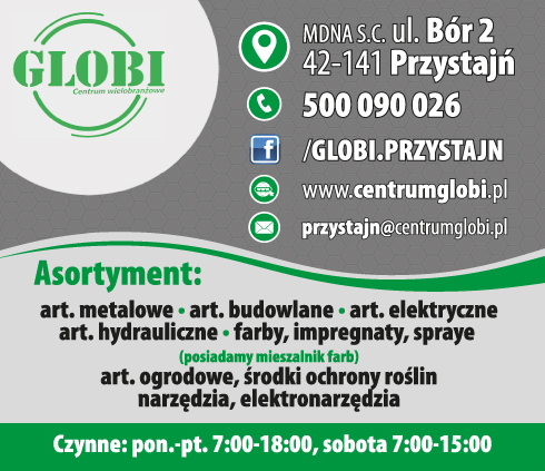 MDNA s.c. GLOBI Centrum Wielobranżowe Przystajń Art. Metalowe / Budowlane / Elektryczne / Ogrodowe