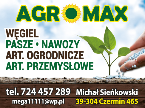 AGROMAX Michał Sieńkowski Czermin Węgiel / Pasze / Nawozy / Art. Ogrodnicze / Art. Przemysłowe