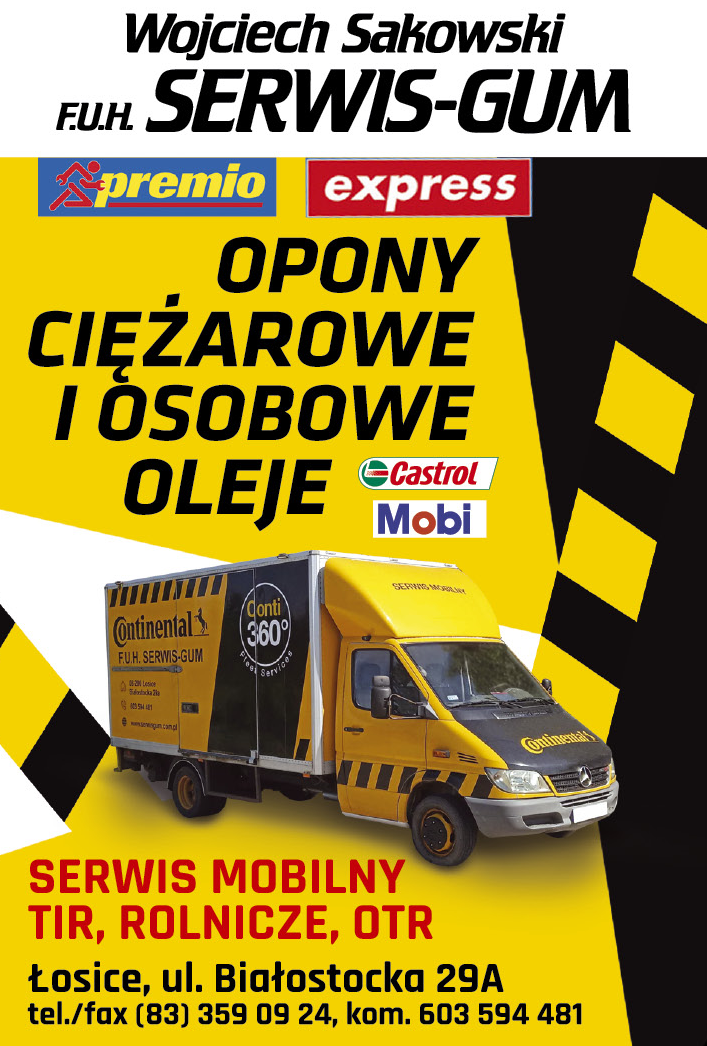 F.U.H. SERWIS-GUM Wojciech Sakowski Łosice Opony / Oleje / Serwis Mobilny TIR, Rolnicze, OTR