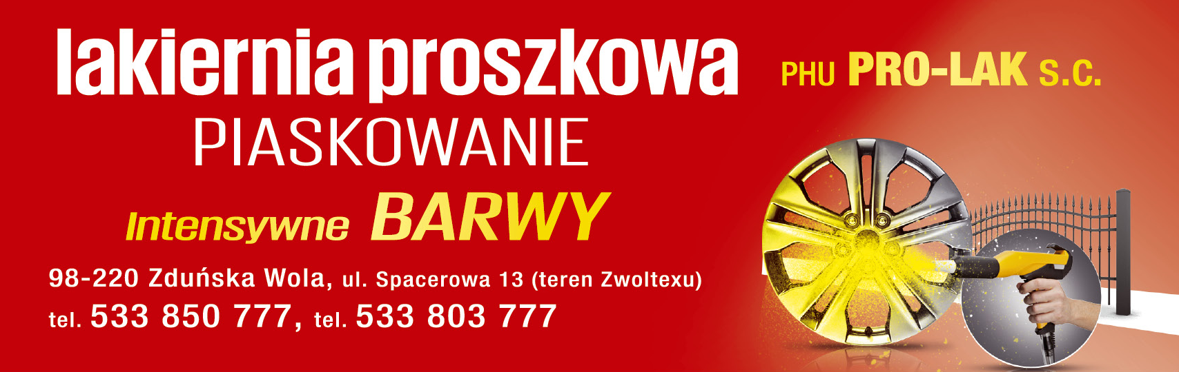 P.H.U. "PRO-LAK" s.c. Zduńska Wola Lakiernia Proszkowa / Piaskowanie / Intensywne Barwy