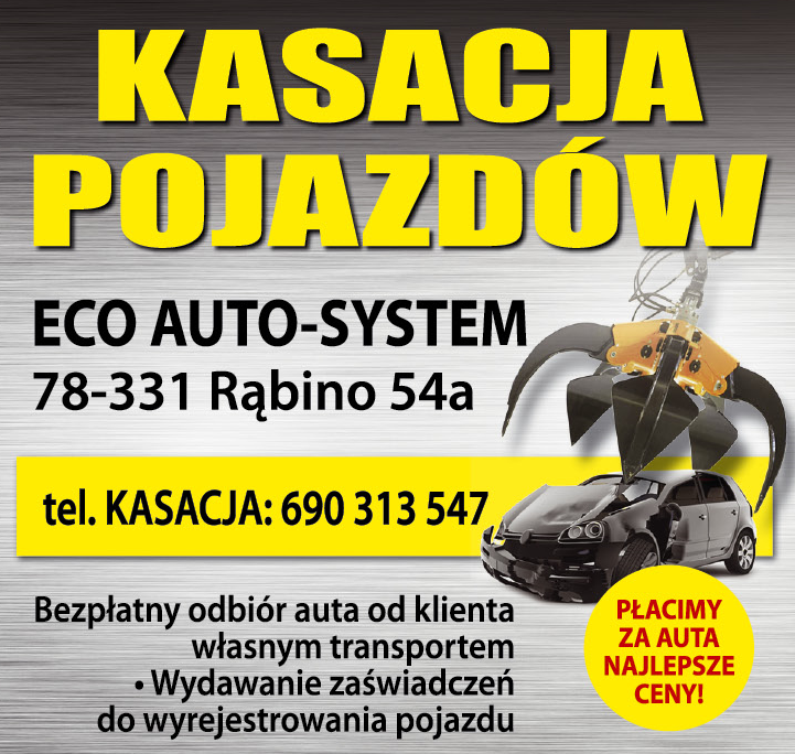 ECO AUTO-SYSTEM Rąbino Kasacja Pojazdów / Bezpłatny Odbiór Auta Od Klienta / Wydawanie Zaświadczeń