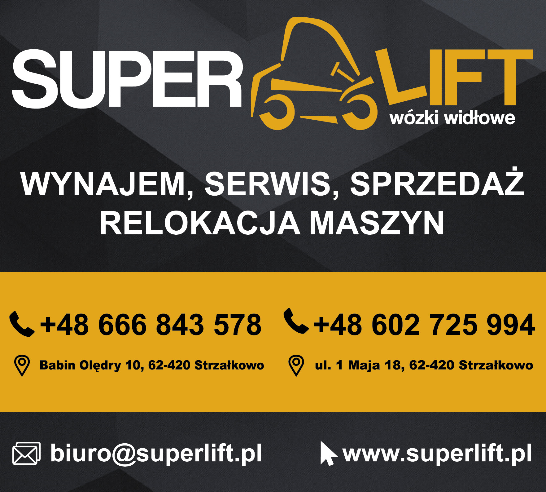 SUPERLIFT Wózki Widłowe Strzałkowo Wynajem / Serwis / Sprzedaż / Relokacja Maszyn