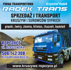 RADEK TRANS FIRMA TRANSPORTOWA Krzysztof Radek Ropczyce Sprzedaż i Transport Kruszyw 