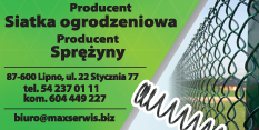 MAX SERWIS Maciej Skuza Lipno Produkcja Sprężyn Technicznych oraz Siatki Ogrodzeniowej