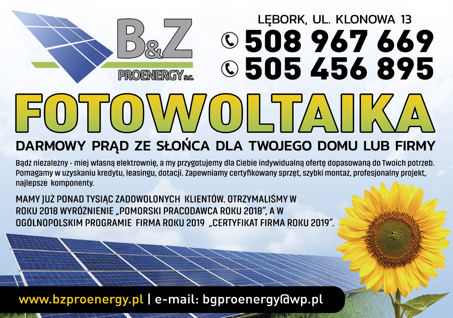 B&Z Proenergy - systemy fotowoltaiczne Lębork