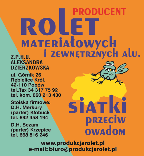 Z.P.H.U. Aleksandra Dzierzkowska Popów  Producent Rolet Materiałowych i Zewnętrznych Alu.