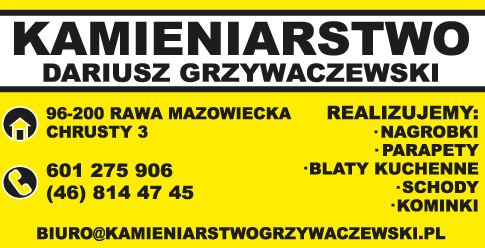 KAMIENIARSTWO Dariusz Grzywaczewski Rawa Mazowiecka Nagrobki / Parapety / Blaty Kuchenne / Schody