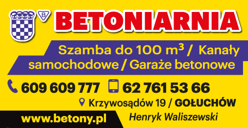 BETONIARNIA Henryk Waliszewski Gołuchów Szamba / Kanały Samochodowe / Garaże Betonowe