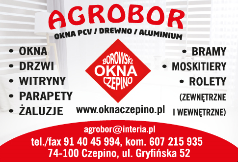 AGROBOR Czesława Borowska Okna Czepino Okna / Drzwi / Witryny / Parapety / Żaluzje / Bramy / Rolety
