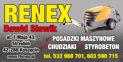 RENEX Dawid Sławik Koszęcin Posadzki Maszynowe / Chudziaki / Styrobeton