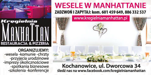 KRĘGIELNIA "MANHATTAN" Restauracja & Pizzeria Kochanowice Wesela / Komunie / Imprezy Okolicznościowe