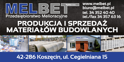 PRZEDSIĘBIORSTWO MELIORACYJNE MELBET Sp. z o.o. Koszęcin Produkcja i Sprzedaż Mat. Budowlanych