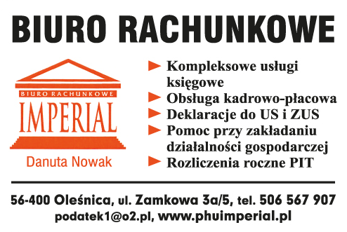 BIURO RACHUNKOWE IMPERIAL Danuta Nowak Oleśnica Kompleksowe Usługi Księgowe