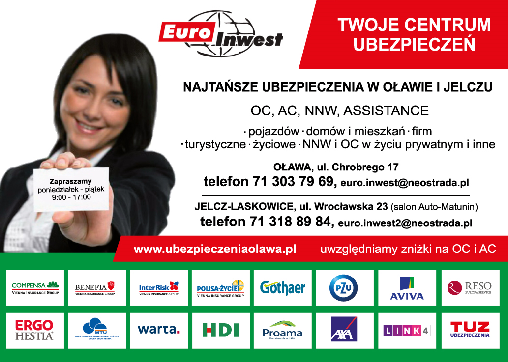 EURO-INVEST TWOJE CENTRUM UBEZPIECZEŃ Oława Ubezpieczenia OC / AC / NNW / ASSISTANCE 