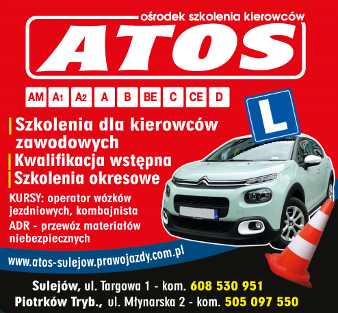 OSK "ATOS" Sulejów Nauka Jazdy / Szkolenia / Kursy / KAT:  AM / A1 / A2 / A / B / BE / C / CE / D 