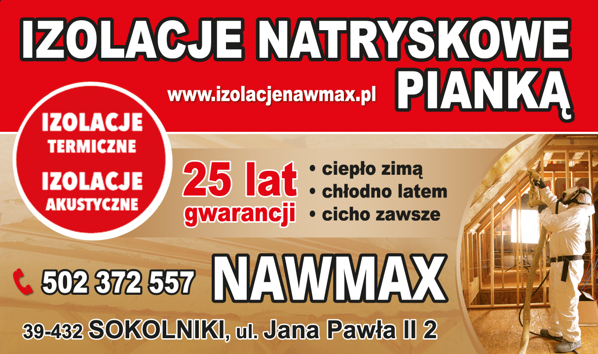 NAWMAX Mobilne Centrum Dociepleń Sokolniki Izolacje Natryskowe Pianką / Termiczne / Akustyczne