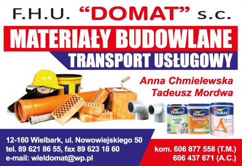 F.H.U. "DOMAT" s.c. Anna Chmielewska, Tadeusz Mordwa Wielbark Materiały Budowlane 