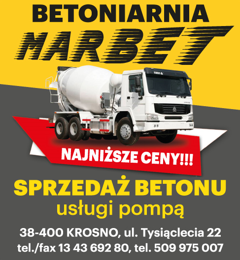 BETONIARNIA "MARBET" Krosno Sprzedaż Betonu / Usługi Pompą