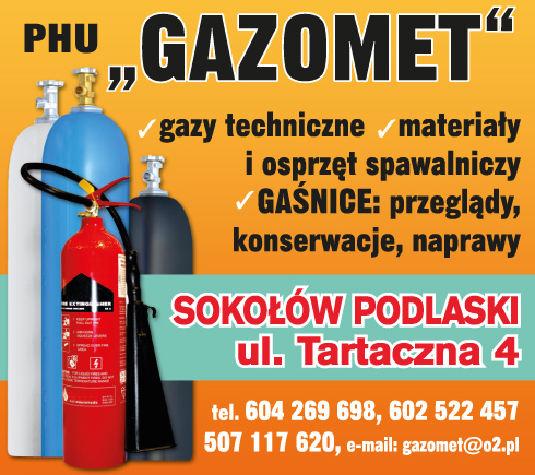 P.H.U. "GAZOMET" Sokołów Podlaski Gazy Techniczne / Materiały i Osprzęt Spawalniczy / Gaśnice