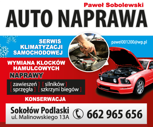 AUTO NAPRAWA Paweł Sobolewski Sokołów Podlaski Serwis Klimatyzacji Samochodowej / Naprawy Silników
