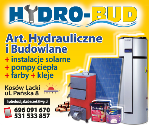 HYDRO-BUD Rafał Jakubaszek Kosów Lacki Art. Hydrauliczne i Budowlane / Instalacje Solarne / Farby 