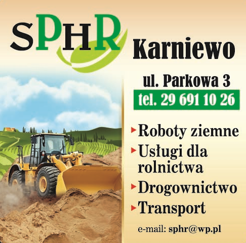 SPHR Spółdzielnia Produkcyjno-Handlowo-Rolnicza Karniewo Roboty Ziemne / Transport / Rolnictwo