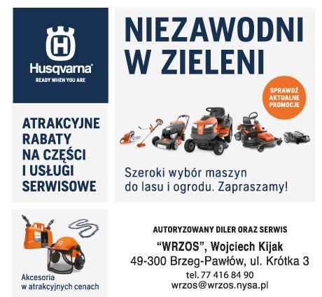 Autoryzowany Dealer oraz serwis HUSQVARNA "WRZOS" Wojciech Kijak Brzeg - Maszyny do lasu i ogrodu